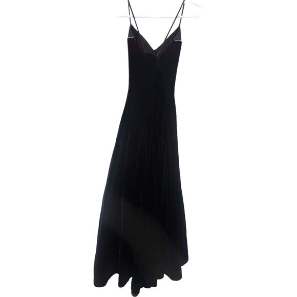 VIP Boutique long velvet prom formal gown spaghetti straps rhinestone bling 4 - Picture 3 of 8